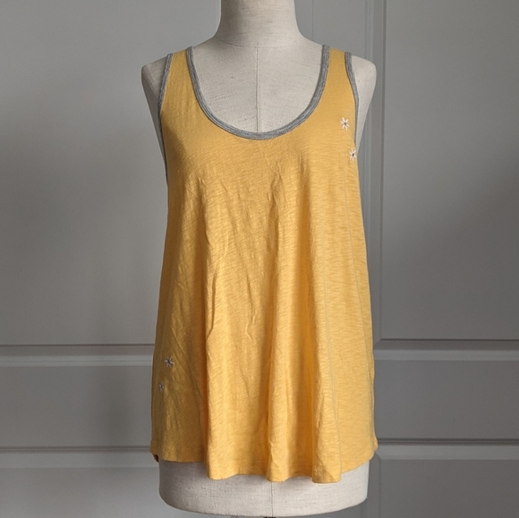 PJ Salvage Tank Lounge Embroider Daisy Racerback Scoop Neck Golden Yellow XL NWT - Picture 1 of 13